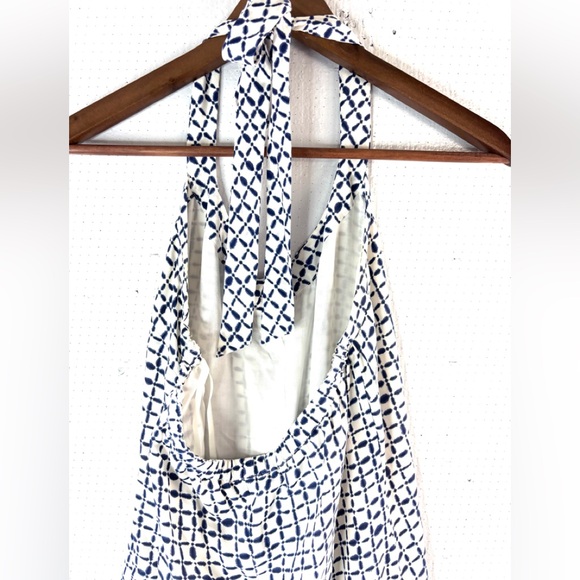 Vineyard Vines 8 Preppy Silk Halter Navy and White Resortwear Maxi Dress - Picture 5 of 9